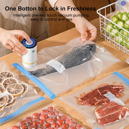 Electric Vacuum Sealer Pump Portable Handheld Vacuum Sealer Pump with Reusable Zipper Vacuum Bags BPA-Free Vacuum Packaging Bag