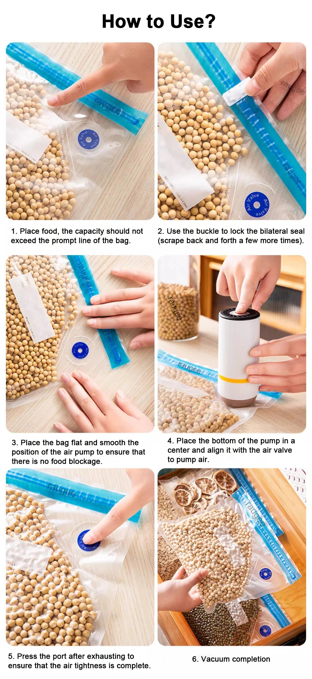 Electric Vacuum Sealer Pump Portable Handheld Vacuum Sealer Pump with Reusable Zipper Vacuum Bags BPA-Free Vacuum Packaging Bag