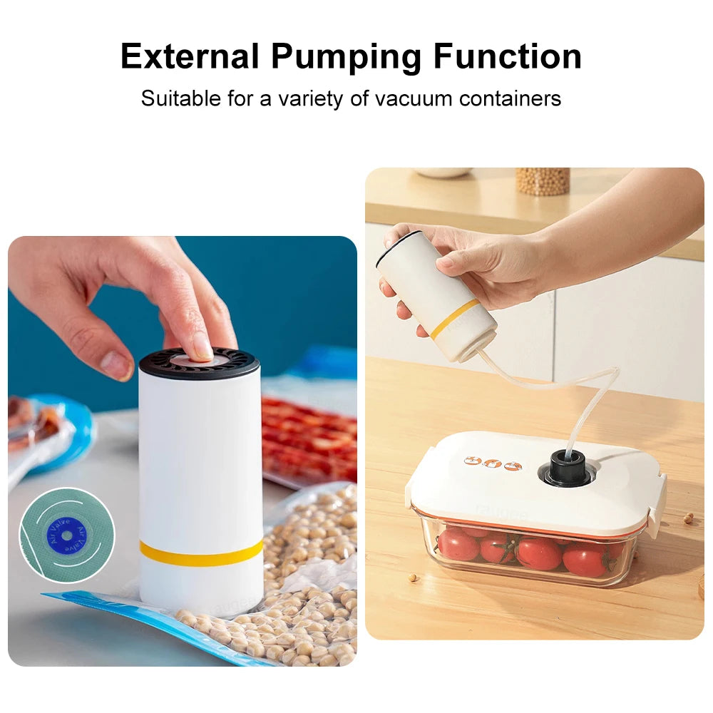 Electric Vacuum Sealer Pump Portable Handheld Vacuum Sealer Pump with Reusable Zipper Vacuum Bags BPA-Free Vacuum Packaging Bag
